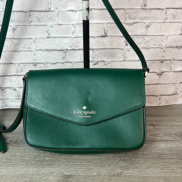 Kate Spade Sadie Envelope Crossbody Purse in green Leather - Picture 1 of 5